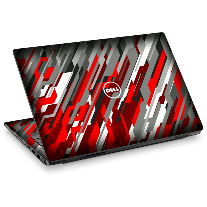 3M Material Textured Embossed Laptop Skin - Abstract Red White Geometric Racing