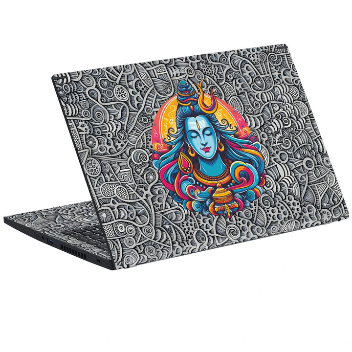 3M Material Textured Embossed Laptop Skin - Lord Shiva Meditating Psychedelic Art