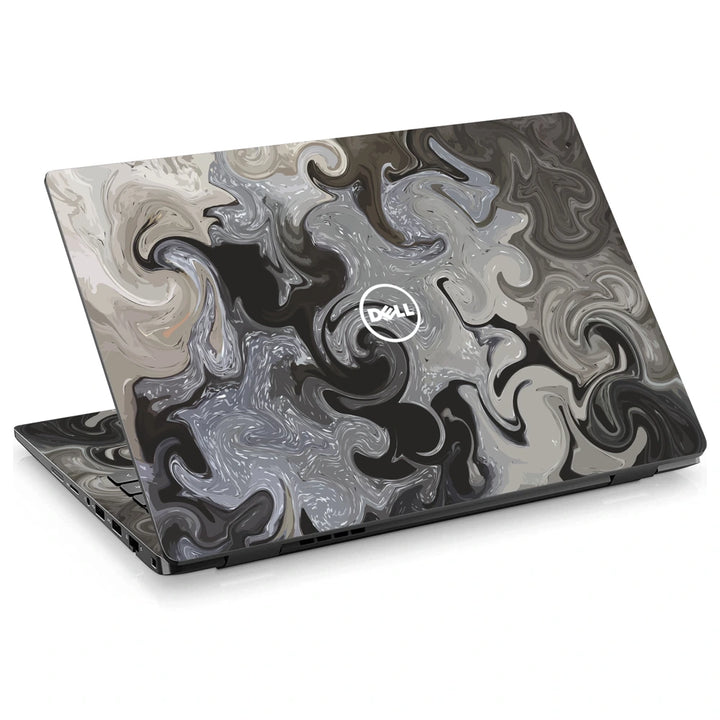 3M Material Textured Embossed Laptop Skin - Abstract Monochrome Black White Marble