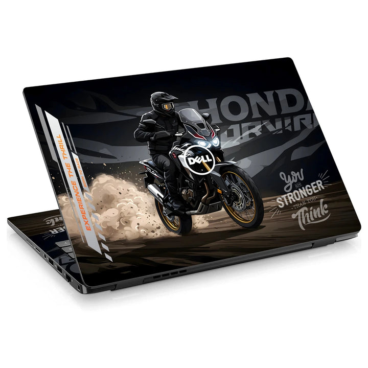 3M Material Textured Embossed Laptop Skin - Shadow Rider Minimalist Motorcycle Art