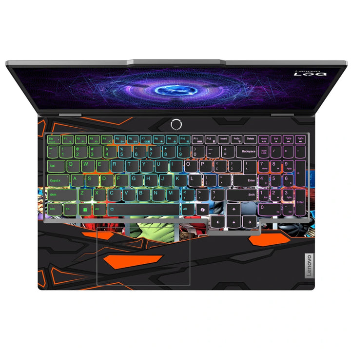 3M Material Textured Embossed Laptop Skin - The Avengers Black and Orange Panel Collage