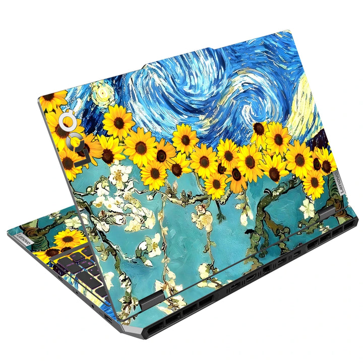 3M Material Textured Embossed Laptop Skin - Van Gogh Sunflowers Oil Painting