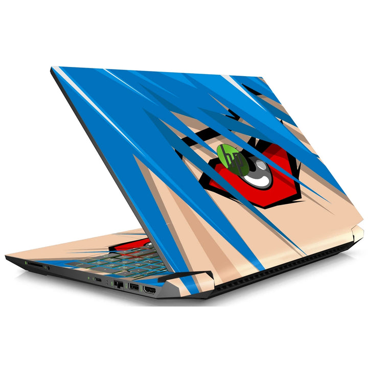 3M Material Textured Embossed Laptop Skin - Blue Hair Red Eye Vector Close-up