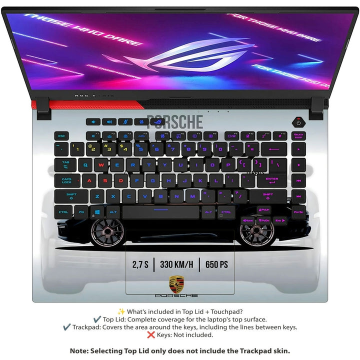 Asus Laptop Skin - Porsche 911 Black Specs Design
