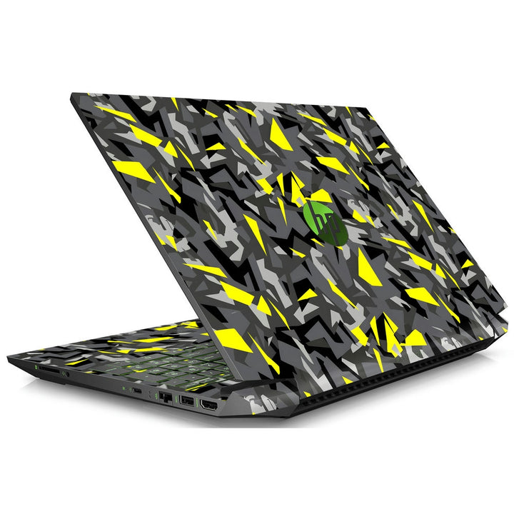 HP Laptop Skin - Yellow Sparkle on Black Grey