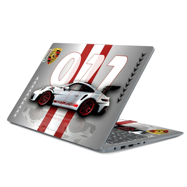 3D Embossed Laptop Skin - Porsche GT3 White Stripes