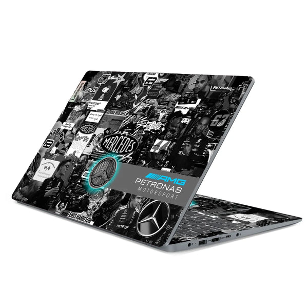 3M Material Textured Embossed Laptop Skin - Mercedes F1 Car Driver Collage