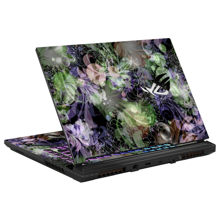 3M Material Textured Embossed Laptop Skin - Gothic Dark Garden Floral Pattern