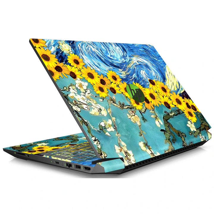 3M Material Textured Embossed Laptop Skin - Van Gogh Sunflowers Oil Painting
