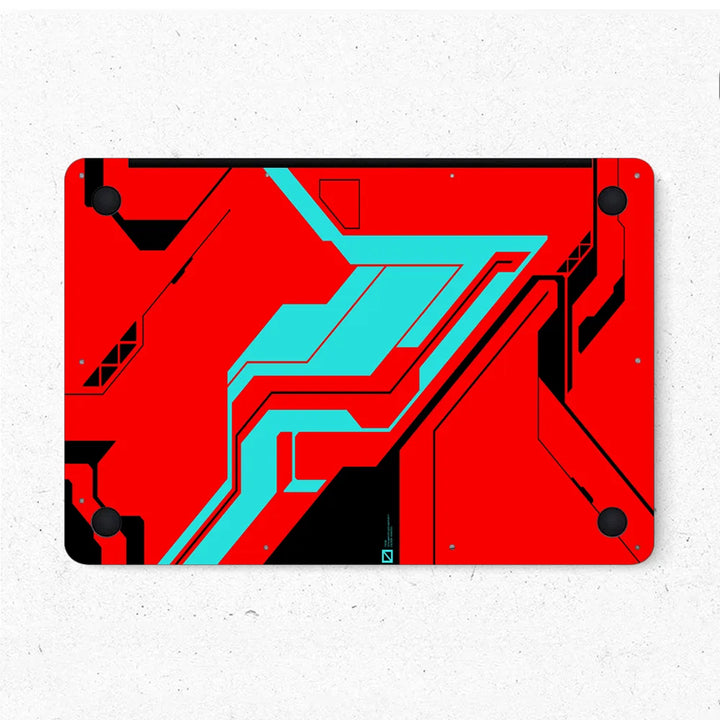 MacBook Laptop Skin - Abstract Red Teal Cyberpunk Grid