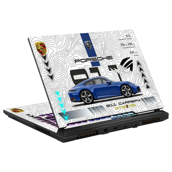 3D Embossed Laptop Skin - Porsche Blue 911 GT3