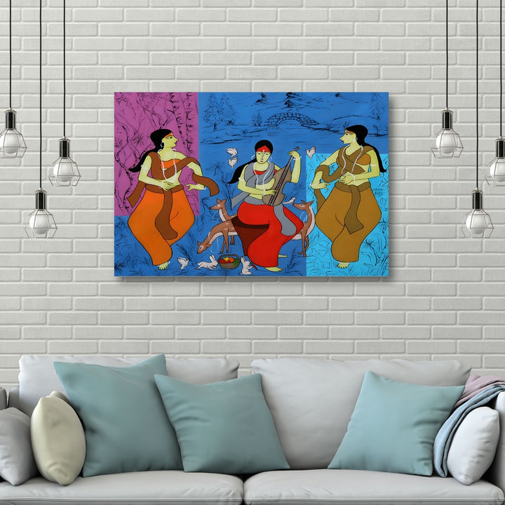 Canvas Painting - Folk Dancers in Traditional Colors