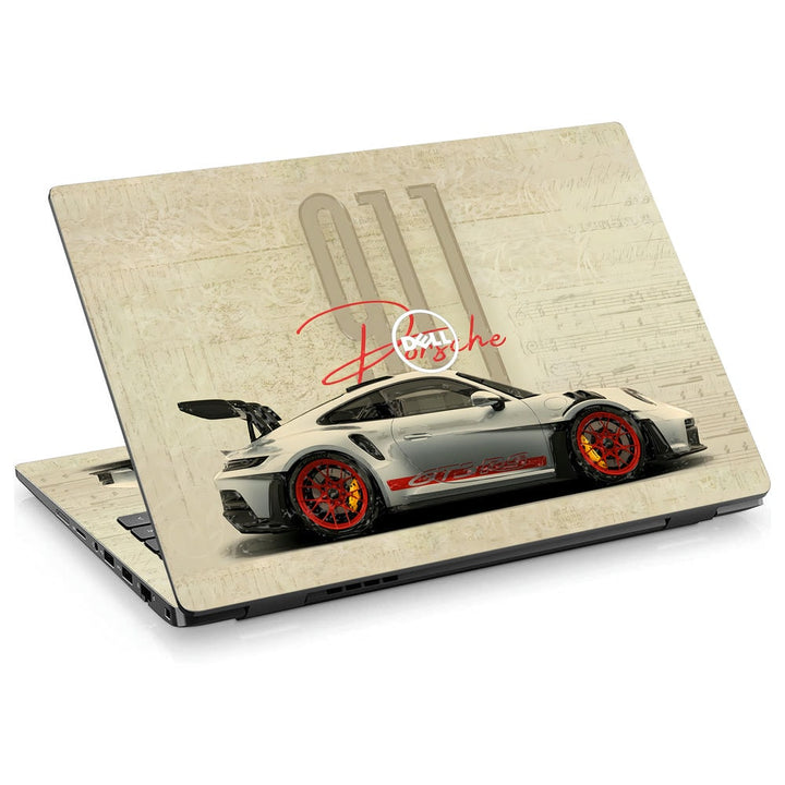 3D Embossed Laptop Skin - White Porsche Car