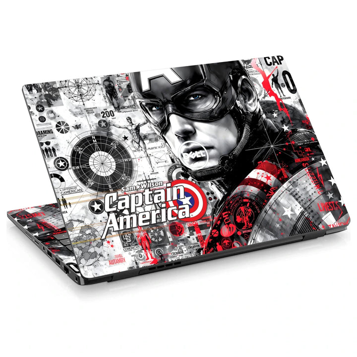 3M Material Textured Embossed Laptop Skin - Captain America Red Grunge Art