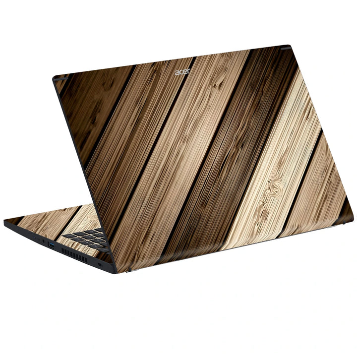 3M Material Textured Embossed Laptop Skin - Rustic Dark Brown Wood Plank Texture