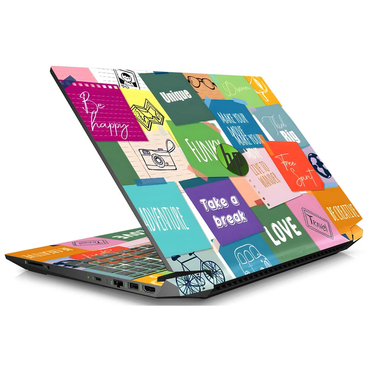 3M Material Textured Embossed Laptop Skin - Abstract Pop Art Inspirational Collage