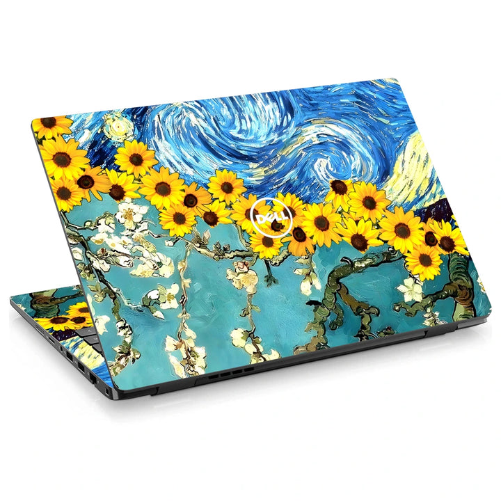 3M Material Textured Embossed Laptop Skin - Van Gogh Sunflowers Oil Painting