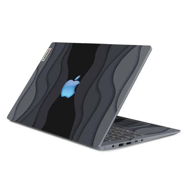3M Material Textured Embossed Laptop Skin - Apple Blue Glow Paper Cutout