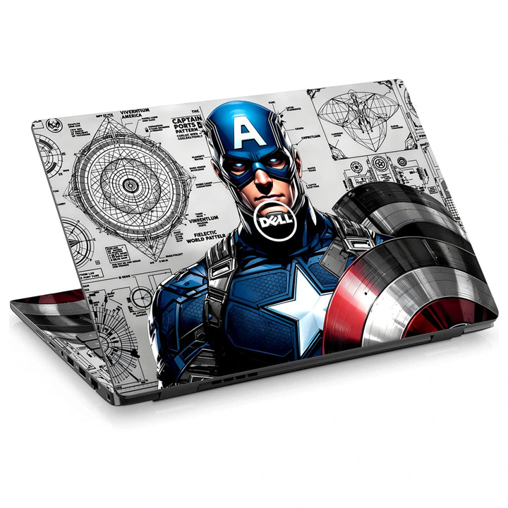 3M Material Textured Embossed Laptop Skin - Captain America Comic Pop Art Shield