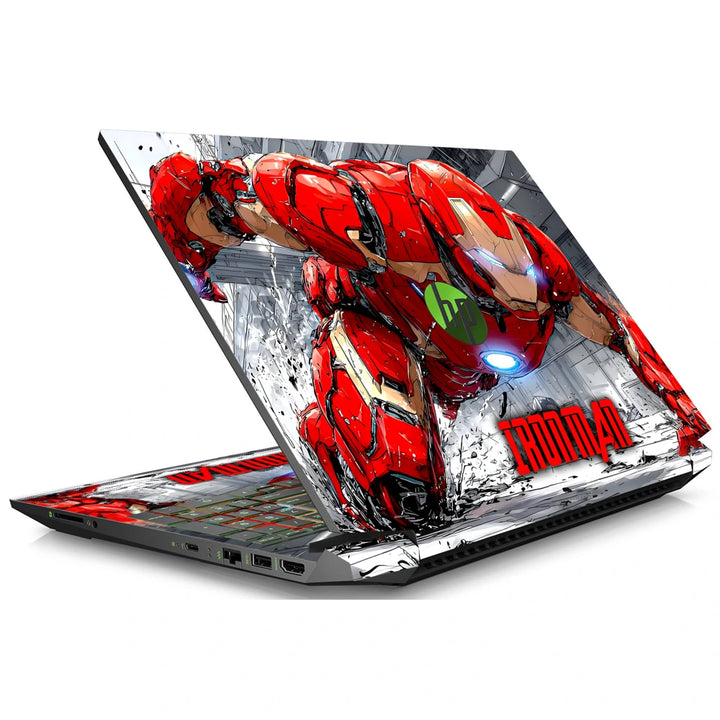 3M Material Textured Embossed Laptop Skin - Iron Man Battle Armor Red Glitch