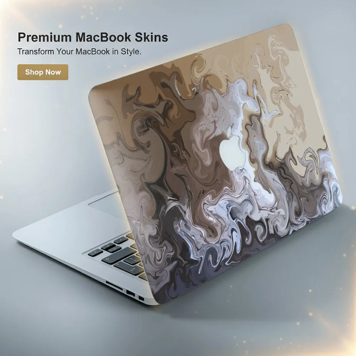 MacBook Laptop Skin - Abstract Grey White Flowing Marble