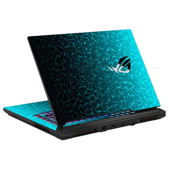 3M Material Textured Embossed Laptop Skin - Abstract Teal Blue Geometric Dot Grid