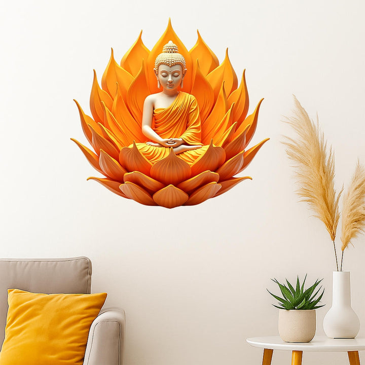 Wall Decal - Sitting Buddha Lotus Art