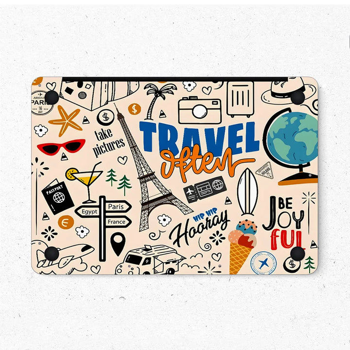 MacBook Laptop Skin - World Map Travel Doodle Sketch