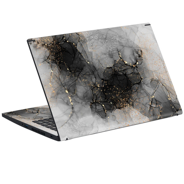 Acer Laptop Skin - Black Marble Gold Pattern