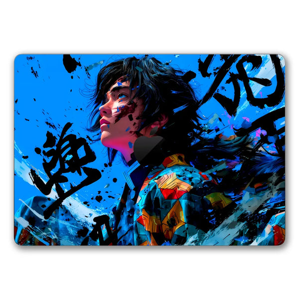 MacBook Laptop Skin - Demon Slayer Blue Ink Grunge
