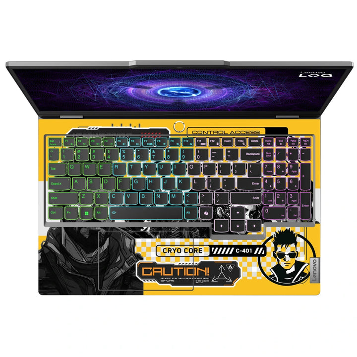 3M Material Textured Embossed Laptop Skin - Cyberpunk Yellow Neon Abstract Grid