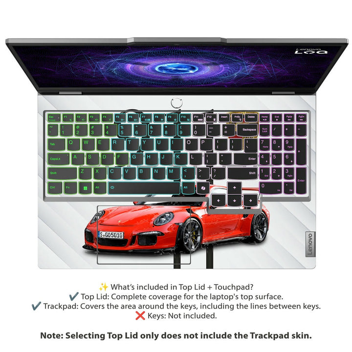 3D Embossed Laptop Skin - Porsche 911 Red Convertible