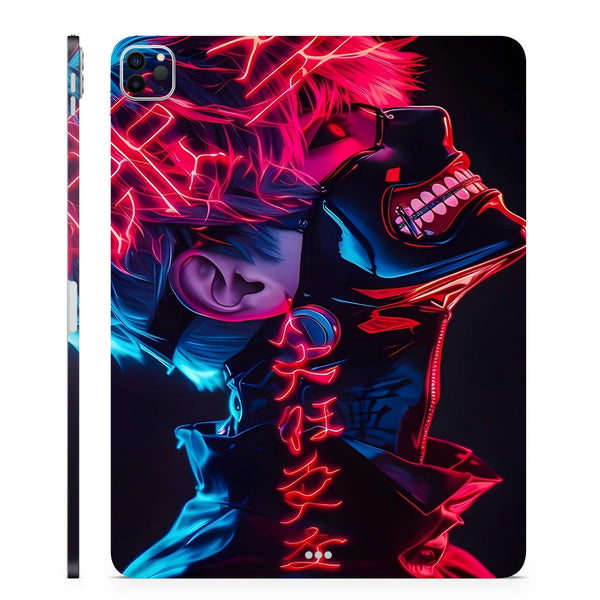 3D Embossed Tablet Skin Kaneki Neon Cyberpunk Mask
