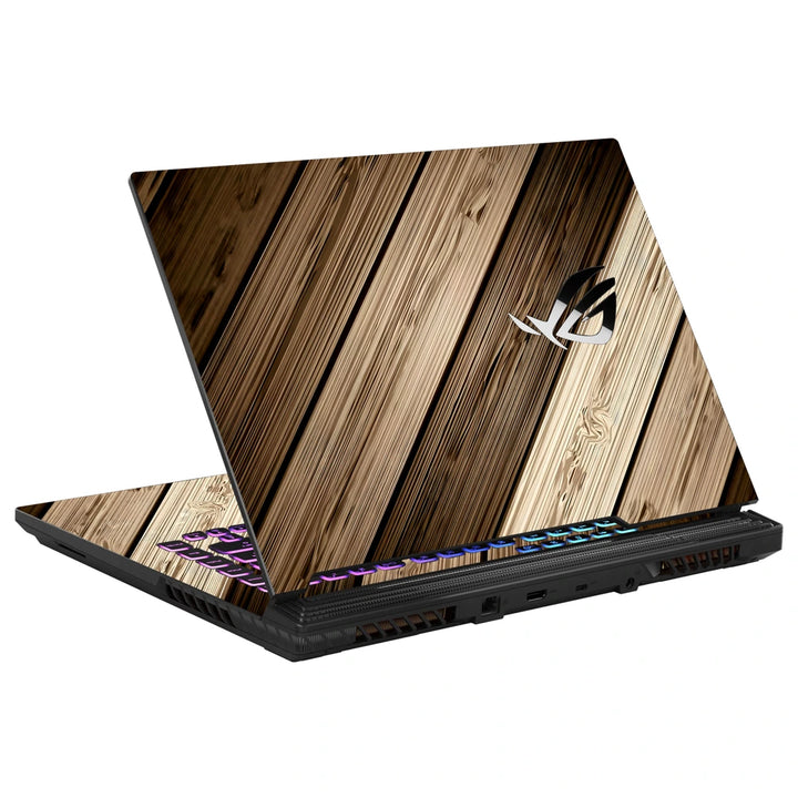 3M Material Textured Embossed Laptop Skin - Rustic Dark Brown Wood Plank Texture