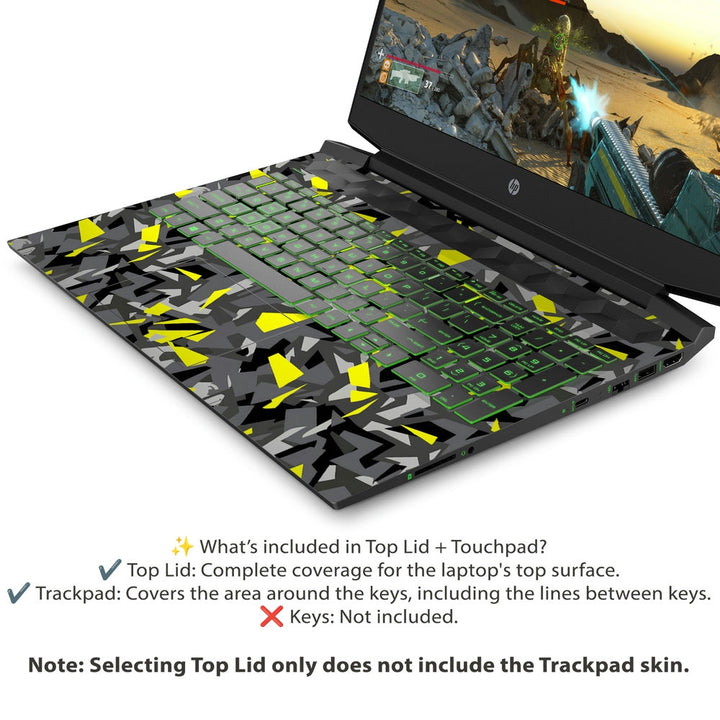 HP Laptop Skin - Yellow Sparkle on Black Grey