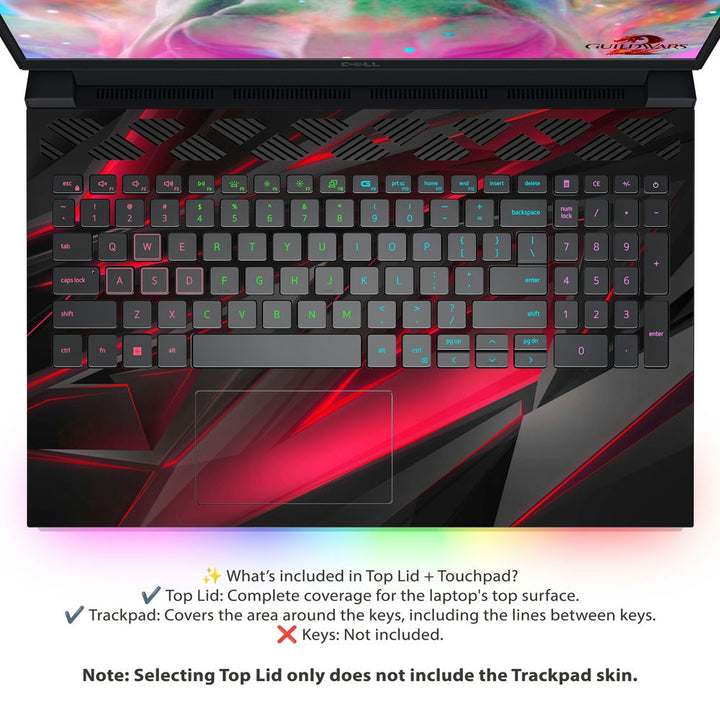 Dell Laptop Skin - Black Red 3D Pattern