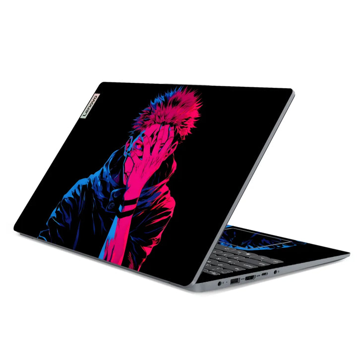 3M Material Textured Embossed Laptop Skin - Jujutsu Kaisen Neon Sukuna Shadow