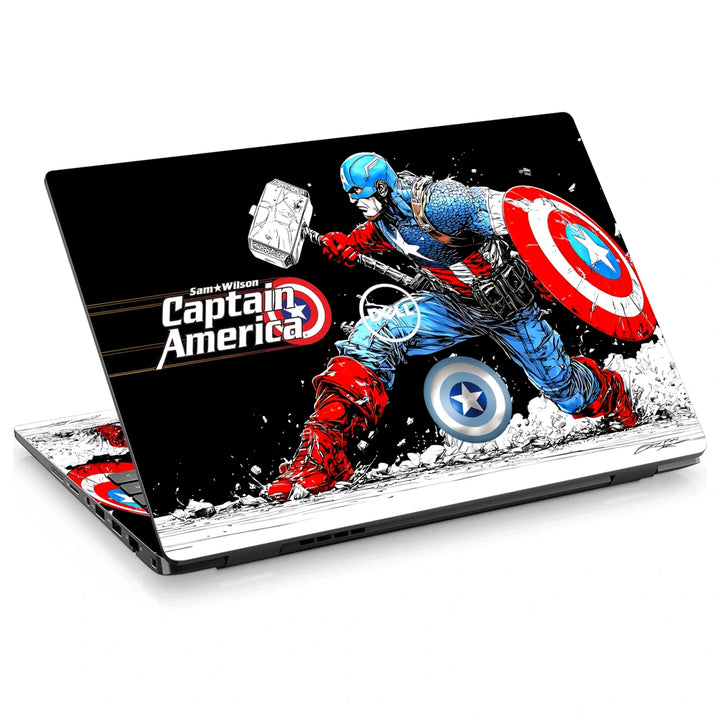 3M Material Textured Embossed Laptop Skin - Captain America Shield Dynamic Pose