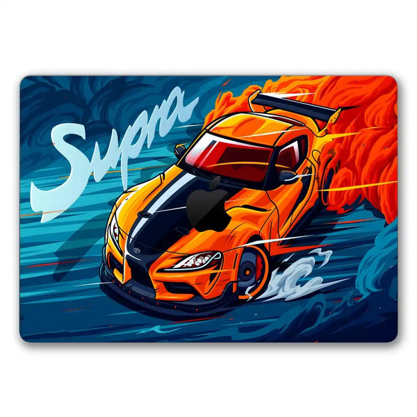 MacBook Laptop Skin - Toyota Supra Orange BlueFlames