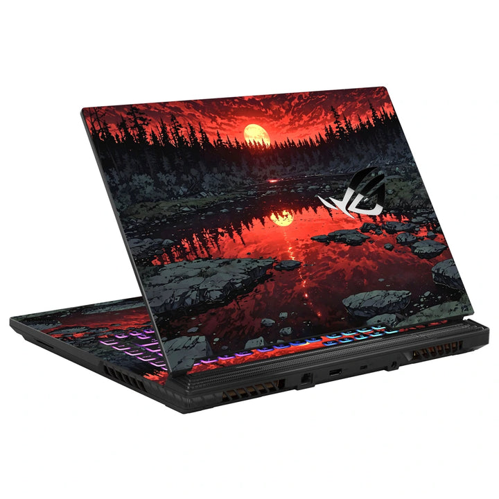 3M Material Textured Embossed Laptop Skin - Abstract Sunset Red Water Reflection