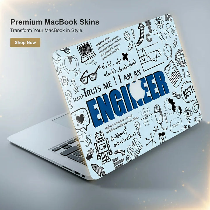 MacBook Laptop Skin - I Am an Engineer Blueprint Doodle