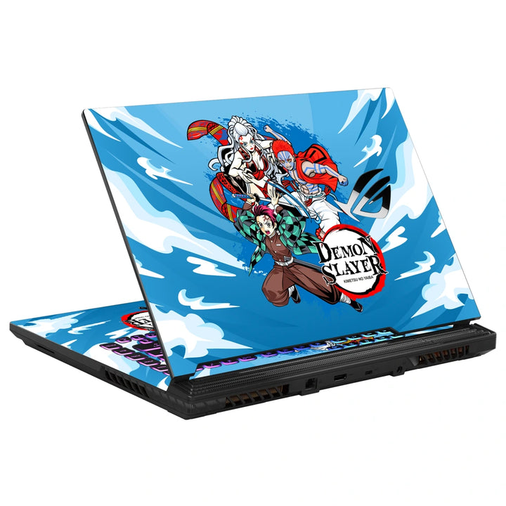 3M Material Textured Embossed Laptop Skin - Demon Slayer Trio in Sky