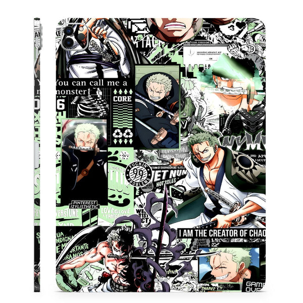 3D Embossed Tablet Skin Roronoa Zoro Chaos Grid Art