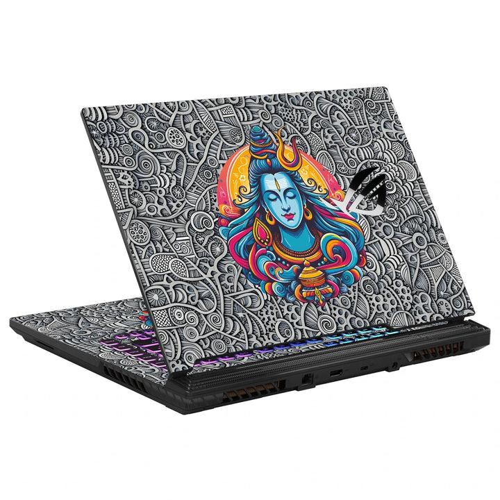 3M Material Textured Embossed Laptop Skin - Lord Shiva Meditating Psychedelic Art