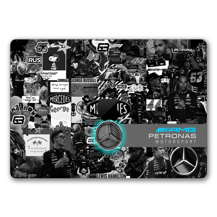 MacBook Laptop Skin - Mercedes F1 Car Driver Collage