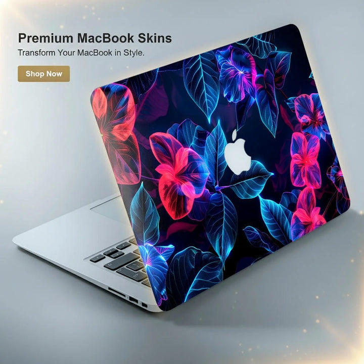 MacBook Laptop Skin - Vivid Pink and Blue Floral