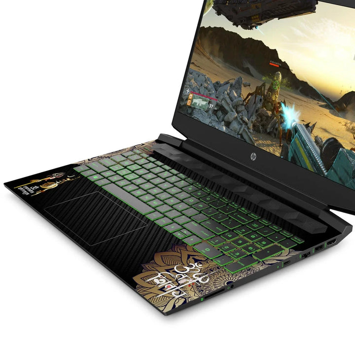 3D Embossed Laptop Skin - Trishul and Om Spiritual Art