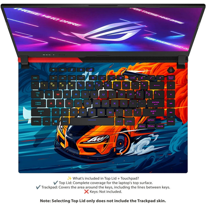 Asus Laptop Skin - Toyota Supra Orange BlueFlames