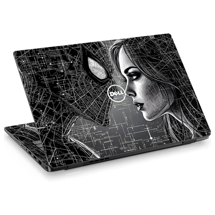 3M Material Textured Embossed Laptop Skin - Spider-Man Kiss Black and White Sketch