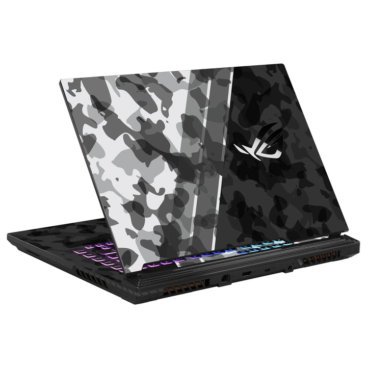 3M Material Textured Embossed Laptop Skin - Digital White Grey Geometric Camo